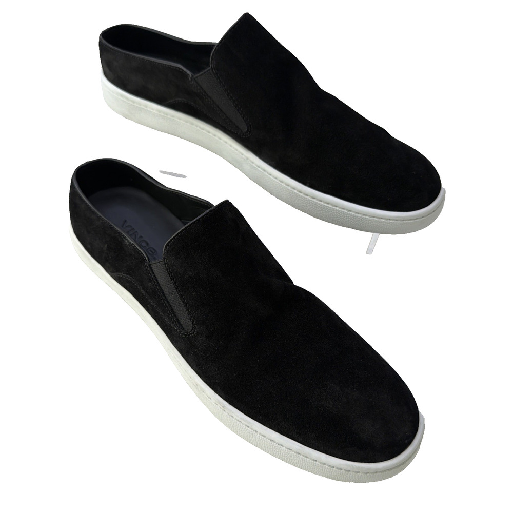 Vince Womens Verrell Italitan Suede Slide Mule Sneaker Black Platform Shoe S 7.5